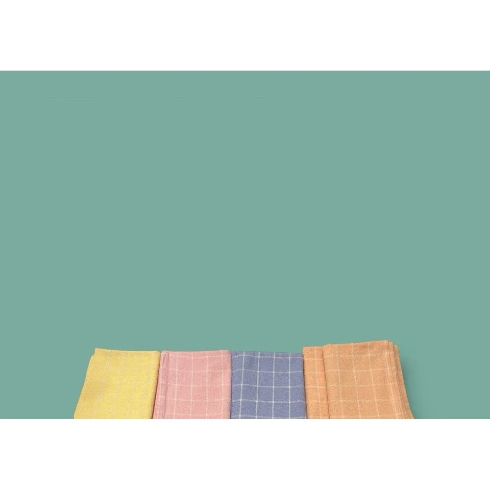 5 Plaid Kitchen‎ Tea Hand Towels Pastel Colors Indo U.S. Sales Inc 100% Cotton